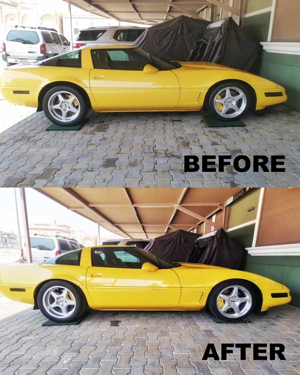 Van Steel C4 coilovers before and after